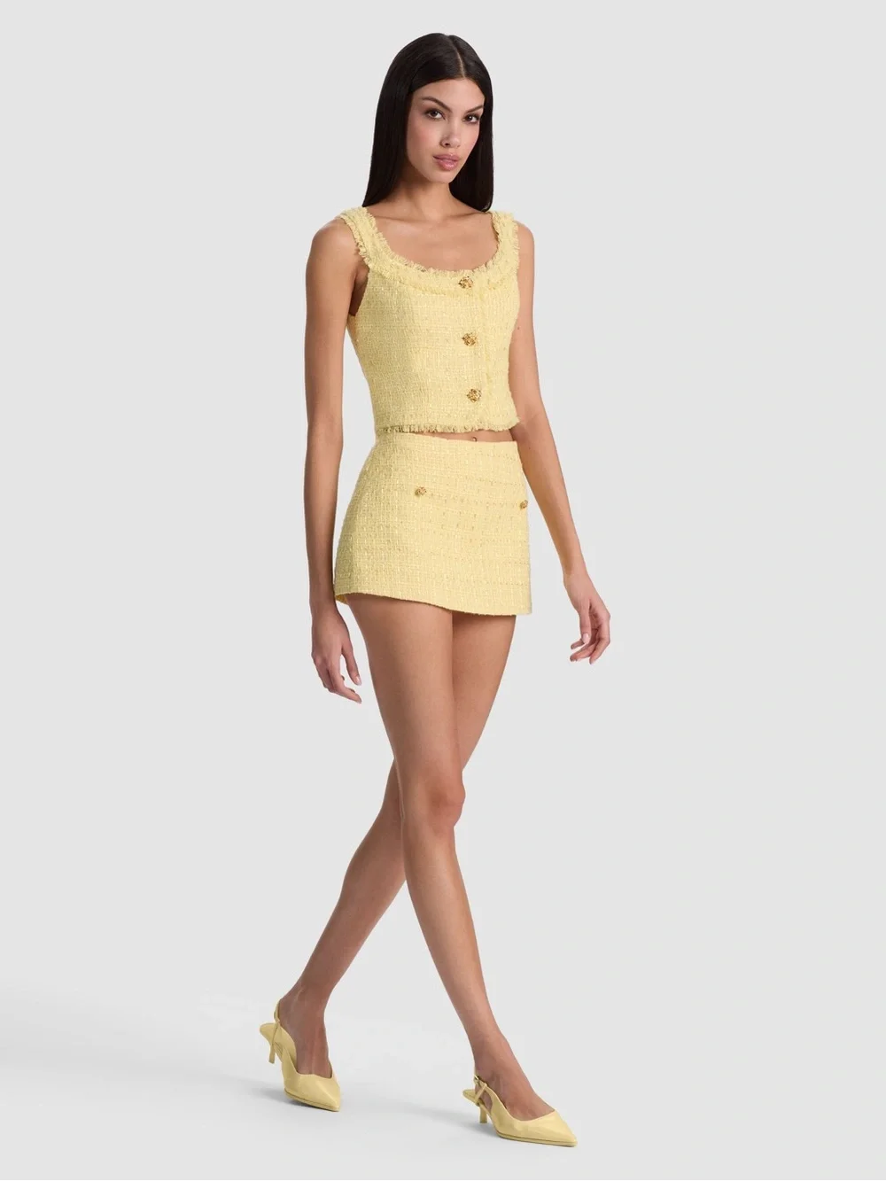 Alice + Olivia Mace Mini Skort – Butter | Tweed | Mini Skirt Shorts